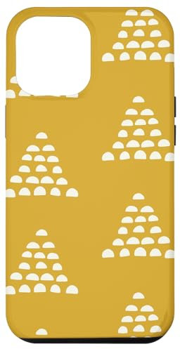 Patrón Escams Minimalista en Blanco sobre Fondo Mostaza Hülle für iPhone 12 Pro Max