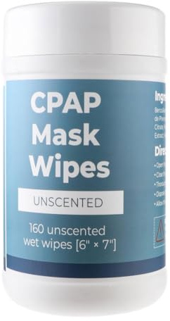 CPAP Mask Wipes Unscented Canister Cleaning Wipes 160 Count Alcohol Free CPAP Cleaner for Nasal Mask Cushion and Devices