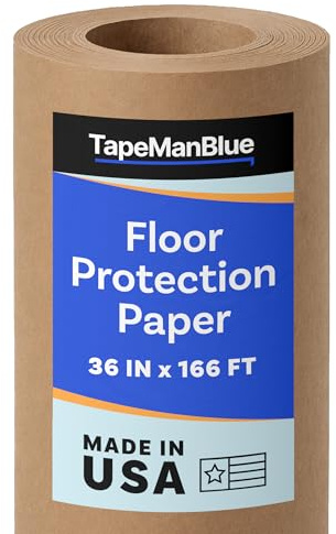 Rouleau de papier de protection de sol, 91,4 cm x 50,6 m, fabriqué aux États-Unis, #69 colophane marron, 100 % recyclé, revêtement de sol épais pour peinture, déménagement et construction