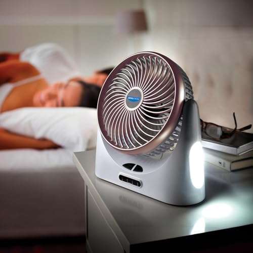 3 PAGEN® USB Tischventilator mit LED-licht, USB-Ventilator pink/weiß mit 3 Geschwindigkeiten & Nachtlicht – Standventilator leise, tragbar & leistungsstark – Akku-Laufzeit 11 Stunden – Inkl. USB-Kabel