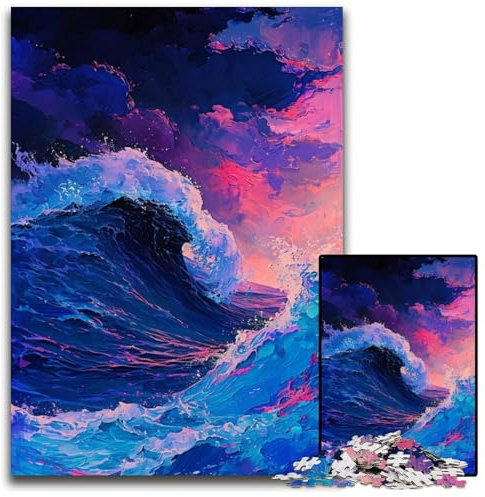 Puzzle 1000 Teile „Die große Welle vor Kanagawa“ für Erwachsene, perfekt für Halloween, Weihnachten, Geburtstagsgeschenk, 26x38cm/10,23x14,96 Zoll
