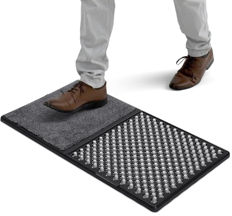 Disinfecting Entrance Shoe Mat 2 in 1 Shoe Disinfection Mat Sanitizing Mats for Home Outdoor Doormats Wet Dry Shoe Rug, 33'' x 18'' (Black)