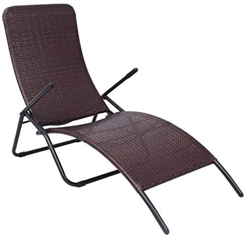 Frdhee Gartenliege, Sonnenliege Klappbar Poly Rattan Brown Balkon Stuhl für Balkon, Terrasse, Camping