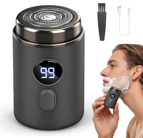 Elektrorasierer Herren, Tragbarer Mini Rasierer Herren, Wasserdicht Rasierer Herren Elektrisch, Nass und Trockenrasierer, Wiederaufladbar Elektrorasierer für Zuhause und Reisen (Mit 1 Ersatzklinge)