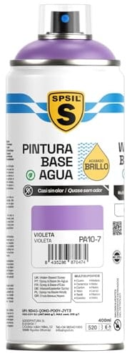 SPSIL Pintura Spray Base Agua Violeta 400ml - Sin Olor, para Madera, Plástico, Metal y Automóvil - Acabado Profesional, Secado Rápido y Ecológica
