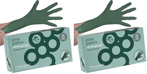 FRAMAR Green Nitrile Gloves Medium – Biodegradable Disposable Latex-Free Gloves for Salon, Disposable Gloves Medium Tattoo, Cleaning – 200 Pack