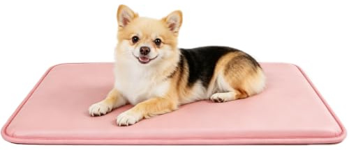 pobopobo Waterproof Dog Bed – Durable Dog Bed Mat - Dual-Side PU Cooling Dog Crate Pad, Non-Slip Outdoor Dog Bed, Easy to Wipe, Ideal for Summer, Crate, Kennel & Floor (New Pink, 24 L*18 L*1.2 Th)
