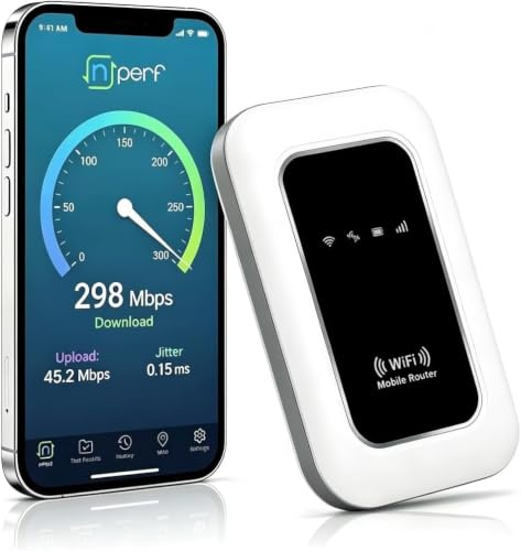 Routeur 5G Portable WiFi 6 Débloqué Carte SIM, 300Mbps, Toute l'europe | Slot SIM débloqué,Haut débit 5G/4G+,Toute l'Europe,28 appareils,WPA3 sécurisé,2100mAh,12h autonomie,voyages et télétravail