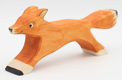 Holzspielwaren Ackermann Fuchs aus Holz (springend) – Wald Holzspielzeug, aus Schwäbischer Handarbeit (100% ökologisch)