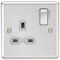 Knightsbridge CL7BCG 13A 1G Rounded Edge DP Switched Socket with Grey Insert, Silver