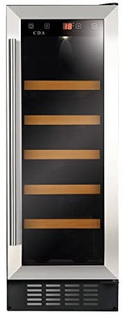 CDA 20 Bottle Capacity Single Zone Freestanding Under Counter Wine Cooler - Stainless Steel, 400044388