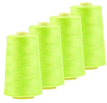 4 x 4572m Qualitäts Overlock-Garn Oeko-Tex Overlock-Nähgarn Farben 581 bis 620, Farbe:A586 neongelb 2