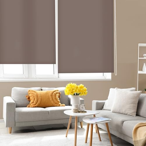 Blindecor Ara | Tenda a rullo traslucida tinta unita - Marrone, 180 x 250 cm (Larghezza x Altezza) | Dimensioni del tessuto 177 x 245 cm | Tenda per interne