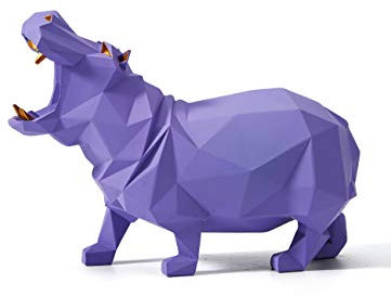 HAUCOZE Nilpferd Arts Skulptur Modern Figuren Statue Tier Geschenk Dekor Polyresin Violett 18cm