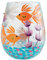 Enesco Designs by Lolita Weinglas mit türkisfarbenem Wasser und Goldfisch, handbemalt, ohne Stiel, 1 Stück, mehrfarbig