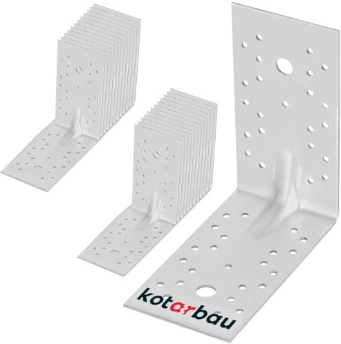 KOTARBAU® 25er Set Winkelverbinder - 150 x 150 x 80 mm - verzinkter Stahl - mit Sicke - Metallwinkel 90 Grad - Silber - Holzverbinder - Schwerlastwinkel - Holzwinkelverbinder