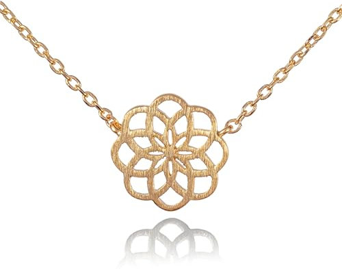 namana Mandala Anhänger mit Halskette für Damen, kleine geometrische Gold Anhänger mit Ketten für Frauen und Jugendliche, Mädchen, Gold Mandala Blumen Schmuck für Frauen Mandala Blumen Anhänger Kette