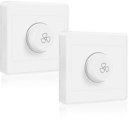 Ganata Pack of 2 White ABS -Mounted Push Button Ceiling Fan Speed Controller ON-OFF Switch, 300W, 10.0 Amps, 110/120 Volts, Wi-Fi Connectivity