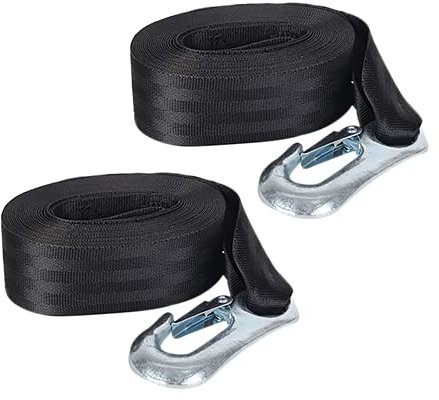 XSTRAP STANDARD 2 Pack Boat Winch Strap with Hook, 2 Inch X 20 Feet Marine Winch Strap Replacement, Cable Tow Strap with Loop End for Boats, Trailer