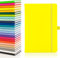 Notes London Eco A5 Notizbuch mit linierten Seiten, Stiftschlaufe, Band, Datumsmarkierungen und Papiertasche, mittleres gebundenes Tagebuch, fluoreszierendes, nachhaltig angebautes Papier (Neongelb)