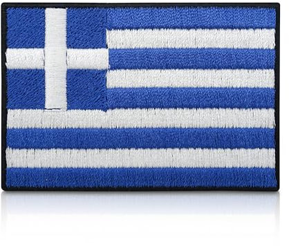 Finally Home Griechenland Flagge Patch zum Aufbügeln | 7,5 x 5 cm | Griechische Fahne Patches, Greek Flag Bügelbild, Aufbügler, Aufnäher
