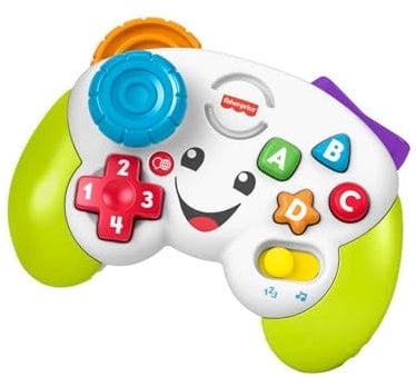 Fisher-Price Ríe y Aprende Mi Primer Mando de Consola, Juguete de Aprendizaje con Luces y Sonidos para bebé +6 Meses, versión español + portugués + Italiano + inglés (HHX11)
