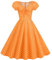 Wellwits Damen Polka Dots Krawatte Geraffte Front 1950er Vintage Kleid, Weiße Punkte in Orange, 34