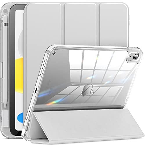 INFILAND Funda para iPad (A16) 11ª Generación 2025 11 Pulgadas/iPad 10ª Generación 2022 10,9 Pulgadas - Trasera Transparente Carcasa Ligera con Suspensión/Activación Automática, Plata