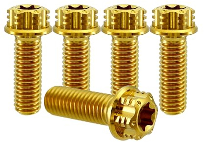 5 Stück Titanschrauben M6x1.0x15mm für Motorräder Fahrrad Auto | Flanschschraube Torx Kopf Flansch Schrauben Sechskantschrauben Gewindeschrauben GR5 Titanbolzen Befestigungen
