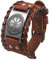 Cupimatch Herren Retro Breites Metall Wikinger Armband PU Leder Armband Braun Punk Style Armbänder Breiter Gürtel Manschette Armreif Rock Wrap Geschenke für Männer Junge