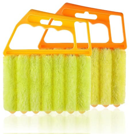 Aruatu 2 Pcs Blind Cleaner Duster Tool with 7 Brush Head Dusting Cleaner Tool Washable Venetian Handheld Mini Duster Brush for Window & Air Conditioner Blinds Dust Dirt