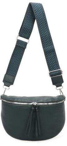 OBC Damen Tasche Crossbody Gürteltasche Brusttasche Umhängetasche Hüfttasche Crossover Bauchtasche Bodybag Schultertasche Handytasche Kunstleder Jeansblau