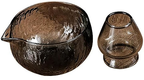 MagiDeal 500 Ml Bol à Matcha Traditionnel Avec Bec Verseur Et Porte-Fouet, Ustensiles Pour Cérémonie Du Thé Japonais, Matcha Chasen Fait à La Main, Bol à Jus De Bouillie De Salade Chawan, Noir