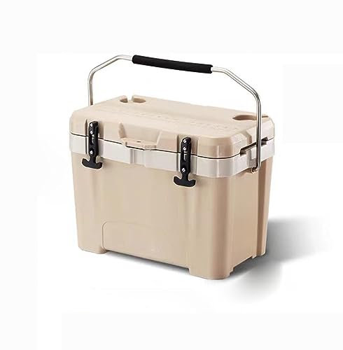 PRUJOY Cooler Premium-Kühlbox für den täglichen Gebrauch, isoliert, rotationsgeformt, für Enge Räume, tragbare Eisbox für Getränke (Khaki)