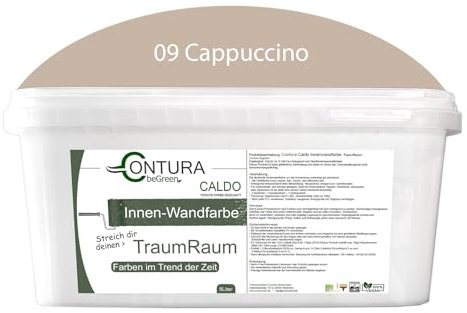 Contura Caldo 5 Liter Wandfarbe 35 Farben Deckenfarbe Contura Hohe Profi Deckkraft Klasse 1 (09 Cappuccino)