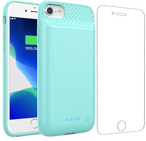 Battery Case for iPhone 8/7/6s/6/SE (2022/2020), Powerful 7000mAh Strong Slim Portable Protective Charging Case, Rechargeable Extended Battery Charger for iPhone 8/7/6s/6/SE (2022/2020) - Green