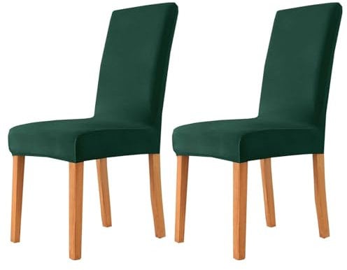 ZRCYXDW Samt Stuhlhussen, Elastischem Stuhlbezug Weicher Mit Elastischem Boden Stuhlabdeckung Für Restaurant Bankett-dunkelgrün-2er Set