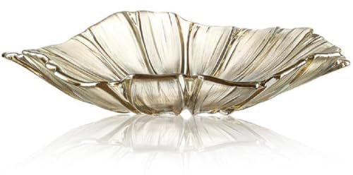 JUNYFFF Corbeille À Fruits en Bol Décoratif, Diamètre 30/40Cm, Verre en Cristal Coupe De Fruits Ménage Maison Créative Table Basse Pot De Bonbons Salon Moderne Maison Créative,Gris,40CM