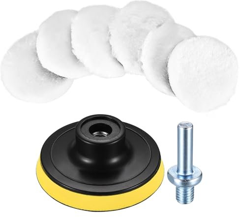 Professional Wool Polishing Pads - Car Buffer Polisher Kit with Drill Adapter for Furniture Sanding, Polishing, Waxing, Sealing, Glaze (80mm)