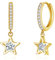 Kamise Silver Hoop Earrings for Women, 925 Sterling Silver Star Dangle Hoop Earrings, Hypoallergenic Gold Drop Hoops Earrings with Cubic Zirconia, Fashion Dangling Huggie Earrings for Valentines Gift