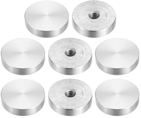 sourcing map 8 Stück Aluminium Scheibe Hardware für Glastisch | M8 Gewinde 30mm Durchmesser Runde Form, Aluminium Kreis Scheibe Glasplatte Adapter