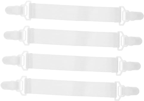 MAGICLULU Élastique 4 Pièces Fixation Porte-draps pour draps-Housses lit Housse Matelas Housse de Matelas Ceinture Agrafe de Feuille Titulaire Attache Manquer Porte-Jarretelles Blanche Blanc