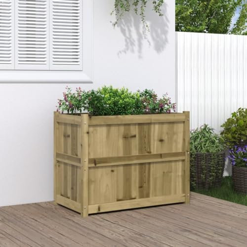 Cosisti Jardineras Exterior Grandes 90x50x70 cm, Macetero Grande, Maceteros de Madera para Plantas, Jardinera de Madera para Jardín Balcón o Terraza Impregnado Natural