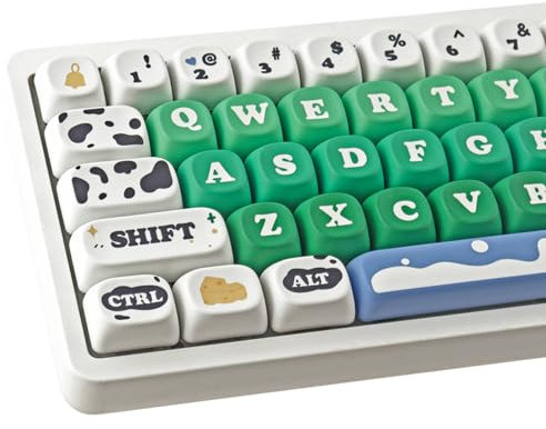PBT Keycaps 126 Keys Cute Keycaps Dye-Sublimation Milk Cow Pasture Keycap MOA Profile Custom Keycap for Cherry Gateron MX Swithes Mechanical Keyboards