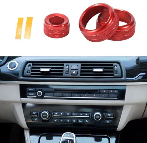TUCKBOLD AC Klimaanlage Medien Lautstärkeregler Schalterknopfabdeckungsring für BMW 1 2 3 3GT 4 Serie F20 F22 F30 F31 F32 F33 F80 Robust | Interieurverkleidung Rot 3 Stück.