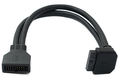 System-S USB 3.0 Kabel 25 cm 19 Pin Stecker zu 20 Pin Buchse Motherboard Up Angled Winkel 5 Gbit/s 100W