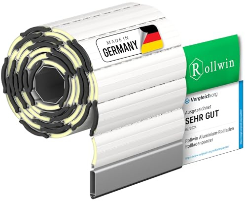 Rollwin ROLLADEN ALU Mini 37 Rolladenpanzer Aluminium, Weiß | Ungebohrte Endleiste, Lamelle mit Rollladendämmung, Rollladenfenster, Deutsche Produktion, Zum Einbauen