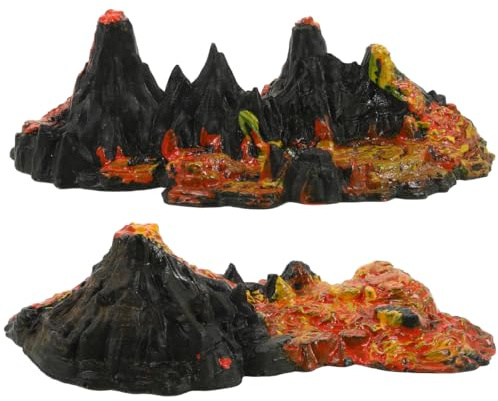 Milisten Dinosaurier Vulkan Deko Miniatur Vulkanstatue 7.87X5.51X2.56 Zoll Wetterfeste Landschaftsdekoration Für Garten Aquarium Büro