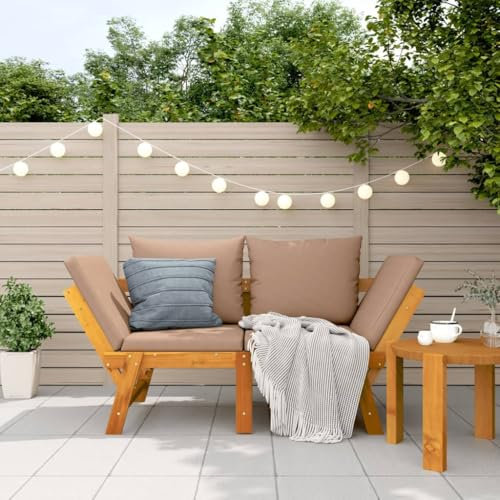 Festnight Gartensofa mit Liegefunktion Liege Bank Holz 2 Sitzer Holzbank Liegebank Sofa Liege Outdoor Balkon Sofa Bank Gartenbank Sonnenliege Gartenliege Liegesofa Balkonmöbel Multifunktionsliege