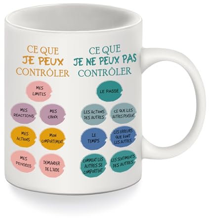 Ce que je peux contrôler Mes limites Mon comportement pensées Tasse à café motivationnelle cadeau d'inspiration pour enfants Adultes Famille Amis Anniversaire Cadeau de Noël (Ce que je peux contrôler)